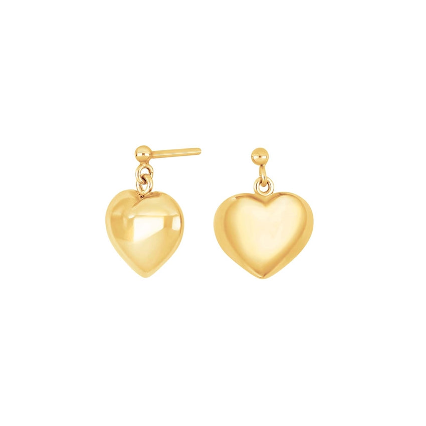 Bailando52 ørestikker fra Nordahl Jewellery i 18 karat forgyldt sterlingsølv med hængende hjertevedhæng.